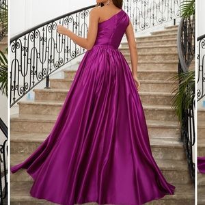 Satin purple one shoulder dress! NWT